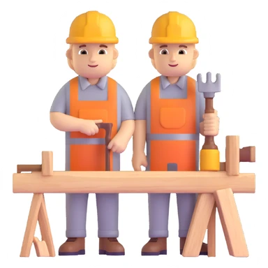 carpenter in workshop with wood sticker