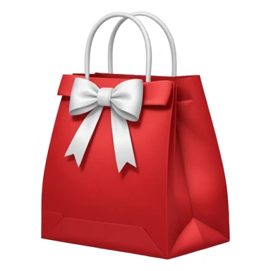red christmas bag with white bow sticker
