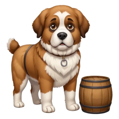 st. bernard rescue dog with barrel around the neck in snowy mountains sticker