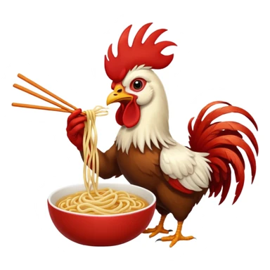 rooster eating noodle sticker
