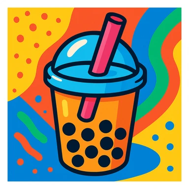 vibrant toon style bubble tea sticker