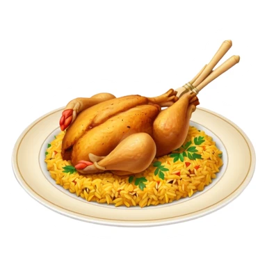 Emoji with biryani and a chicken leg piece in a plate sticker