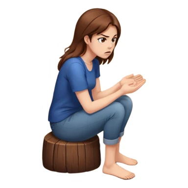 angry woman with brown hair sitting on a floor in profile avoiding conversation sticker