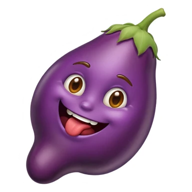 Emoji eating an Eggplant sticker