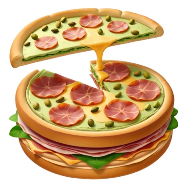 pistachio cream(main), jambon beurre(like flower), pizza sticker