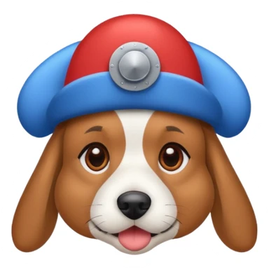 dog with a red and blue propeller hat sticker