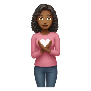 girl making love heart with hands sticker