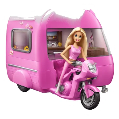 Barbie dream house Caravan motorbike  sticker