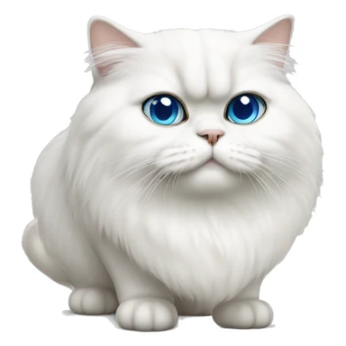 White Persian cat, blue eyes, fat cat sticker