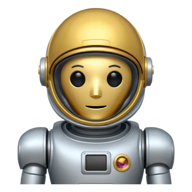 robot with golden astronaut's helmet  sticker