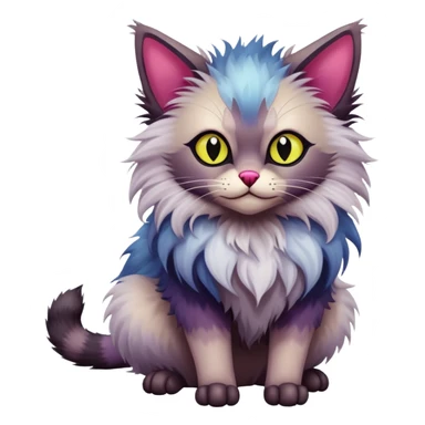 Colorful exotic Fantasy-Ragdoll-Fakémon-Lykoi-feline-hybrid (full body) sticker