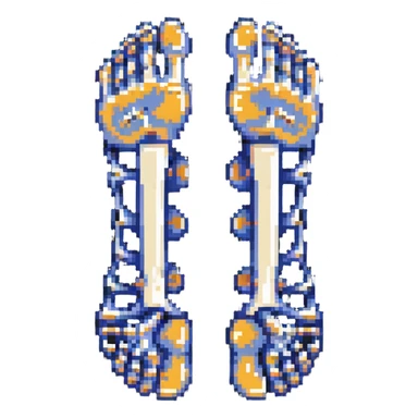 pixelated skeleton foot, bone structure of foot sticker