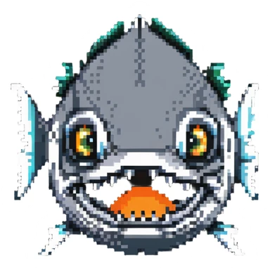 angry fish head logo with sharp teeth sticker