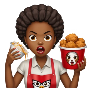 tsion angry black girl ragebait fat running 100 kfc chicken dirty mouth angry bad word sticker