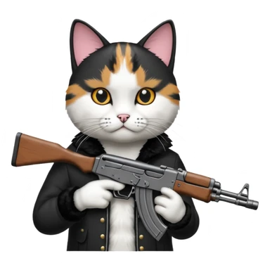 cat wearing ak47 sticker