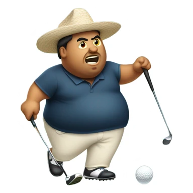 Fat Mexican playing golf in the rough sticker