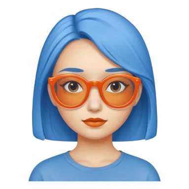 blue skinned orange glassed child girl sticker