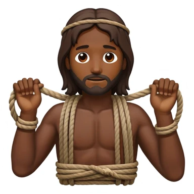 Dark skin christ Jesus tied to ropes injured  sticker