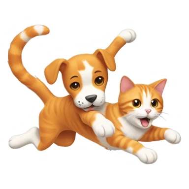 Orange cat jumping with dog freind sticker