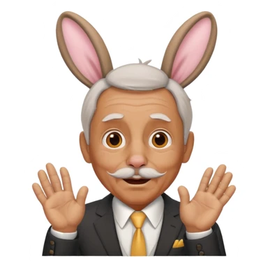 old man with bunny ears sticker
