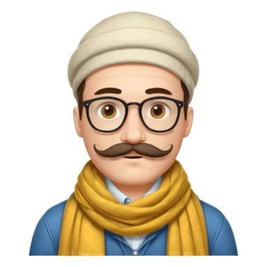 Bobo hipster blanc, fan d’expo d’art avec un foulard et une grosse moustache  sticker