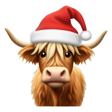 Highland cow wearing a Santa hat sticker