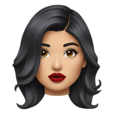 Kylie Jenner holding her lipstick lips sticker