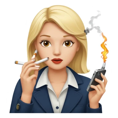 Hot blonde running late smoking cigarettes on the phone sticker