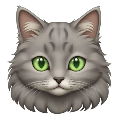 gray fluffy cat with light green eyes sticker