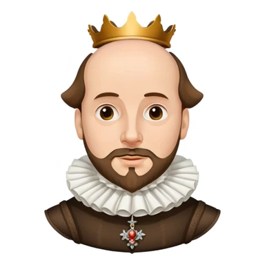 William Shakespeare portrait with elizabethan ruff collar and balding head with hair on sides sticker