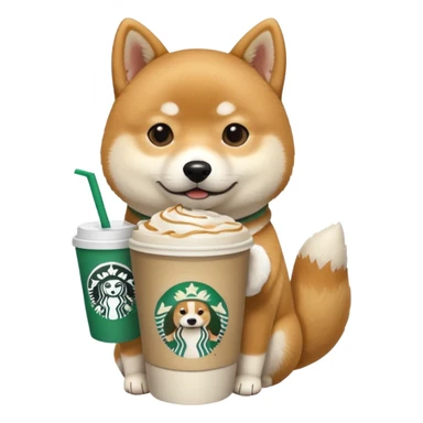 Shiba Jasper with starbucks cup sticker