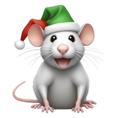 Rat in a Christmas hat sticker