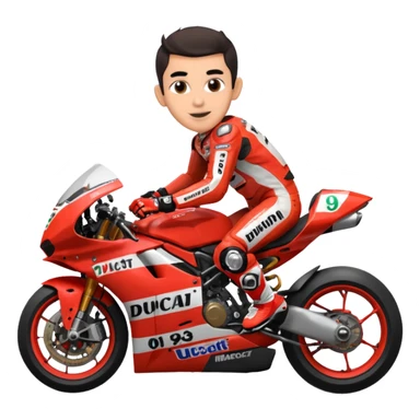 Un emoji de moto gp dé Ducati Marc Márquez pero con la moto del 2025 y el número del piloto es el 93 sticker