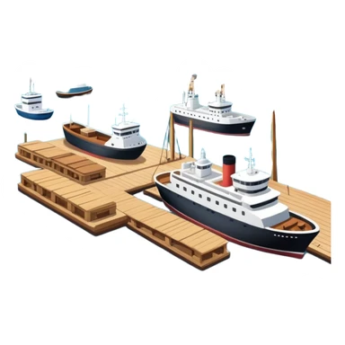 port with ships and docks sticker