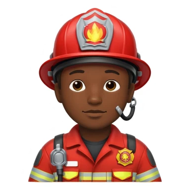 firefighter man dark skin sticker