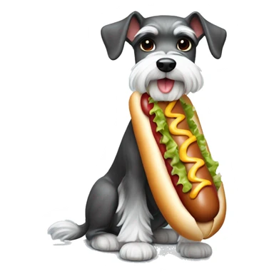 Miniature schnauzer in a hot dog costume sticker
