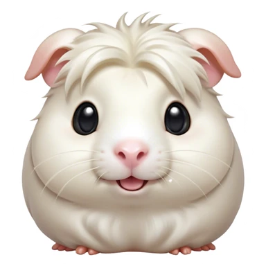 Cinematic Comical White Guinea Pig Portrait Emoji, Head tilted dramatically with an exaggeratedly amused expression, featuring a glossy, pristine white coat with an adorably scrunched face, wide, expressive dark eyes filled with playful disbelief, Simplified yet hilariously expressive features, highly detailed, glowing with a slightly sassy glow, high shine, dramatic yet playful, stylized with an air of cheeky mischief, bright and endearing, soft glowing outline, capturing the essence of a spirited and over-the-top guinea pig, so meme-worthy it feels like it could side-eye its way into internet fame instantly! sticker