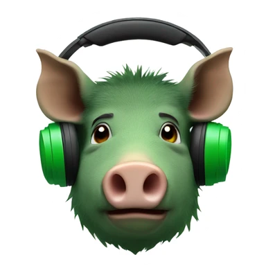 boar in green headphones sticker