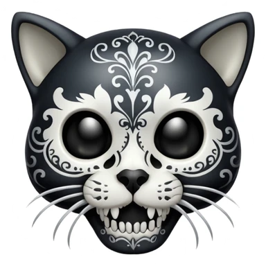 Cute Cat skull black silver  sticker