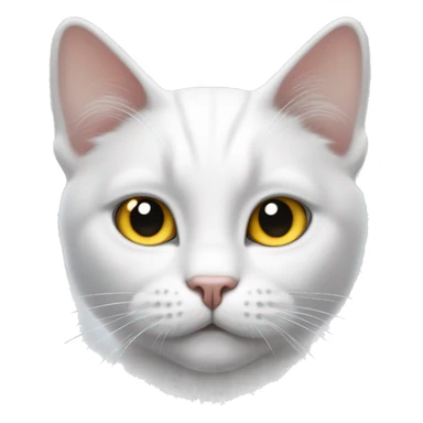 White cat  With black hair On top of the head and on the right ear and small black spot on nose, with yellow eyes sticker