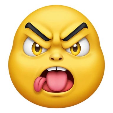 angry yellow face sticking out tongue sticker