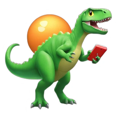 Dinosaur with lizard playing Nintendo switch sticker