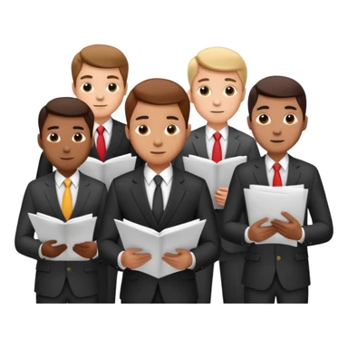 5 mens in business suits studying papers sticker