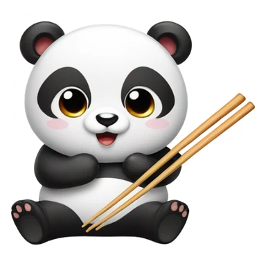 Panda in Chinese food with chopsticks sticker
