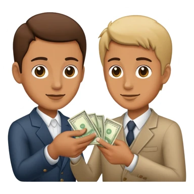 person giving money to another person sticker