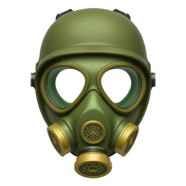 green gas mask, one filter sticker