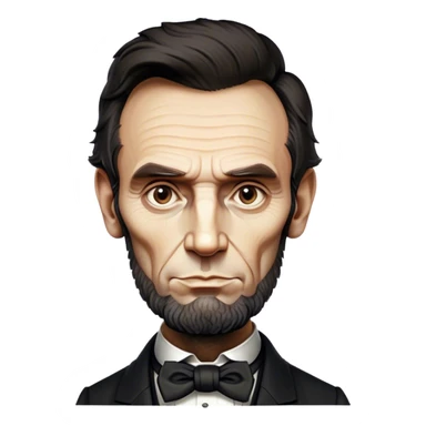 Cinematic Realistic Abraham Lincoln Portrait Emoji, depicted as a stoic iconic statesman with a tall dignified silhouette and thoughtful expression, rendered with detailed textures and dramatic historical lighting that captures his timeless presence. sticker