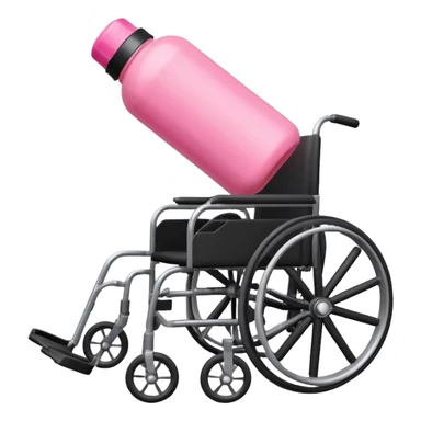 Pink water bottle sitting on a wheelchair with cars in the background  sticker
