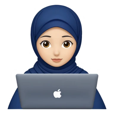 dark blue hijab cute girls with labtop with front profile sticker