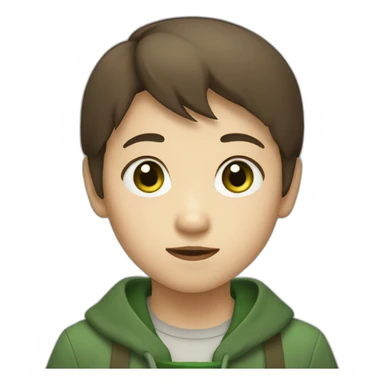 japanese asian kid with green eyes and brown hair sticker
